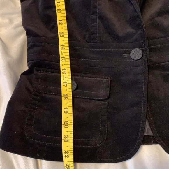 Talbots black velvet riding coat blazer size 8 petite 1 button button pockets - Picture 7 of 10